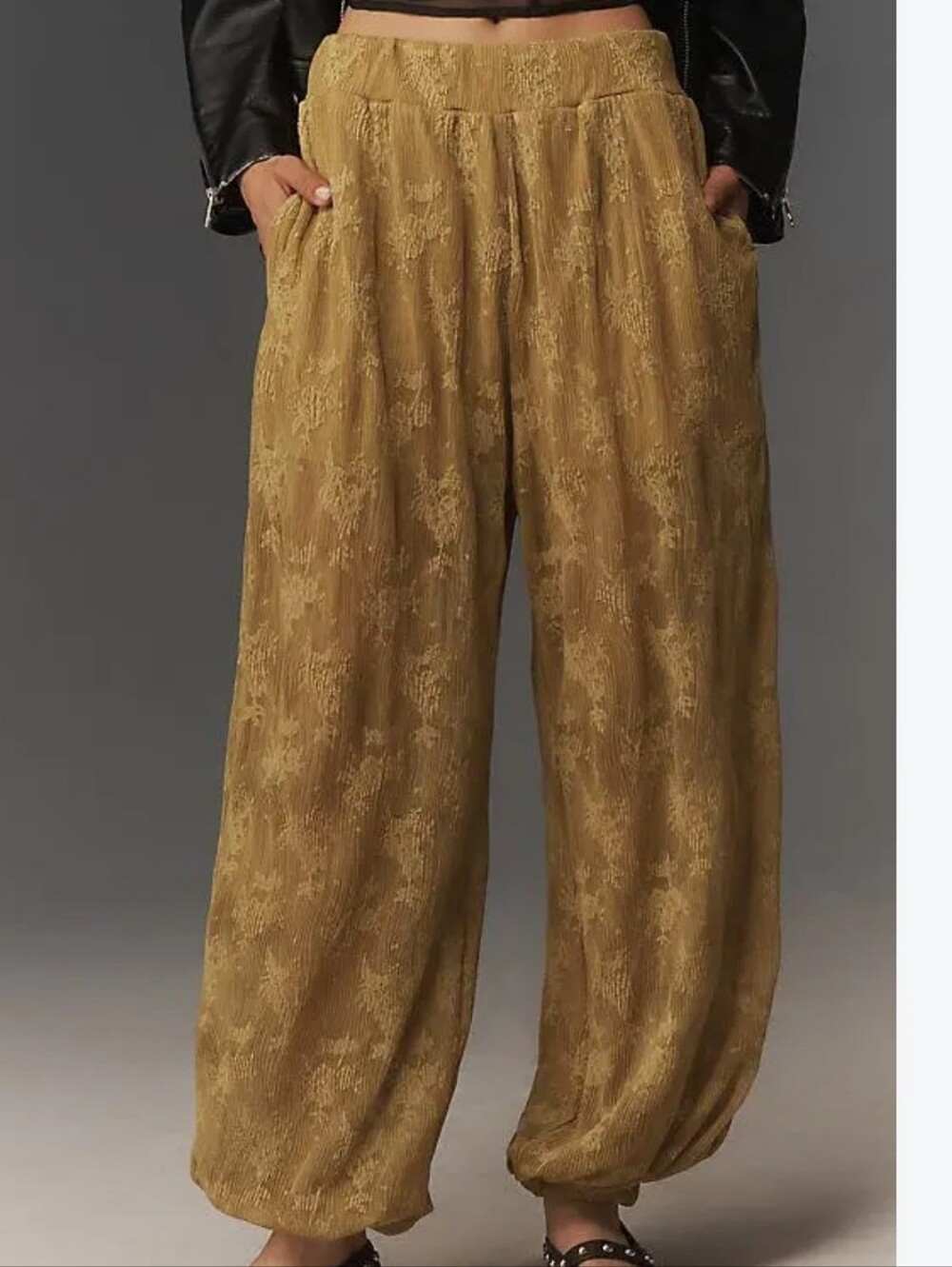 NWT Maeve Green Sheer Lace Balloon Pants